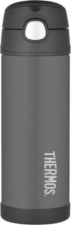 Thermos FUNtainer Kinder-Thermoflasche mit Strohhalm 470 ml, schwarz