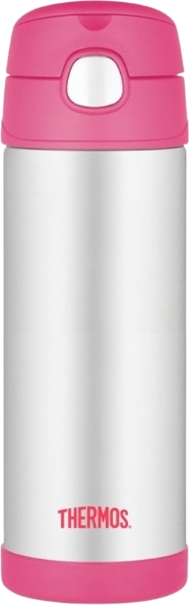 Thermos FUNtainer Kinder-Thermoflasche mit Strohhalm 470 ml, stahl-rosa