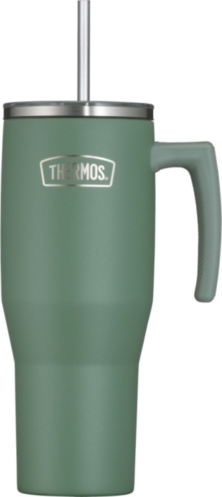 Thermos Refreshing Thermobecher mit Strohhalm 1,1 l, grün matt