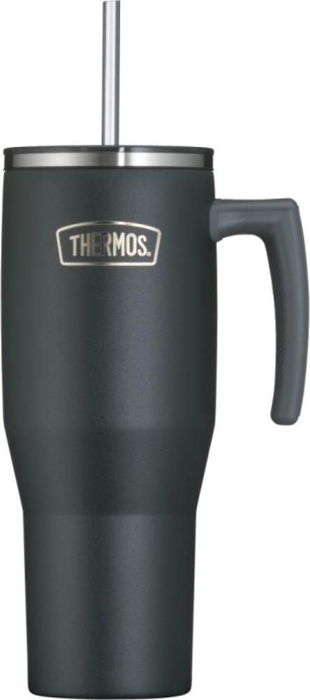 Thermos Refreshing Thermobecher mit Strohhalm 1,1 l, schwarz matt