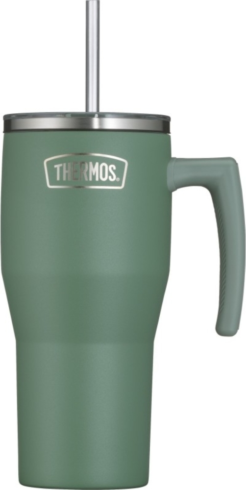 Thermos Refreshing Thermobecher mit Strohhalm 850 ml, grün matt