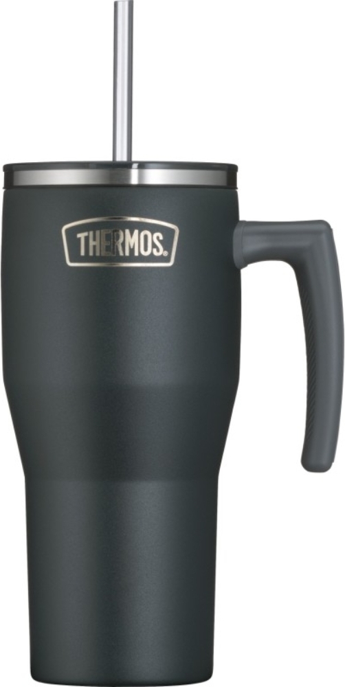 Thermos Refreshing Thermobecher mit Strohhalm 850 ml, schwarz matt