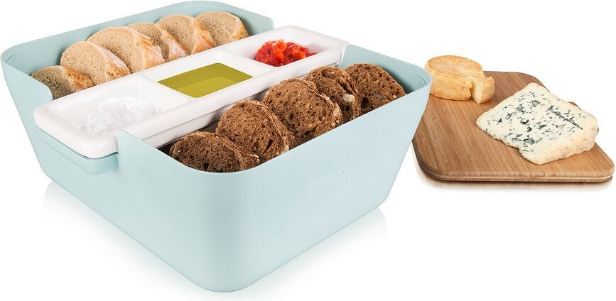Brødkasse Bread & Dip pastelblå med snackbakke