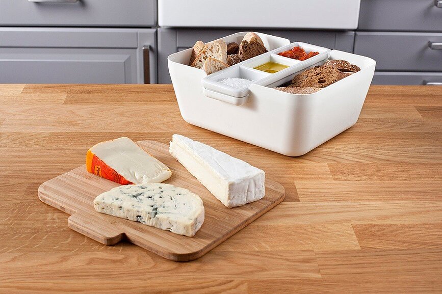 Brødkasse Bread & Dip pastelblå med snackbakke