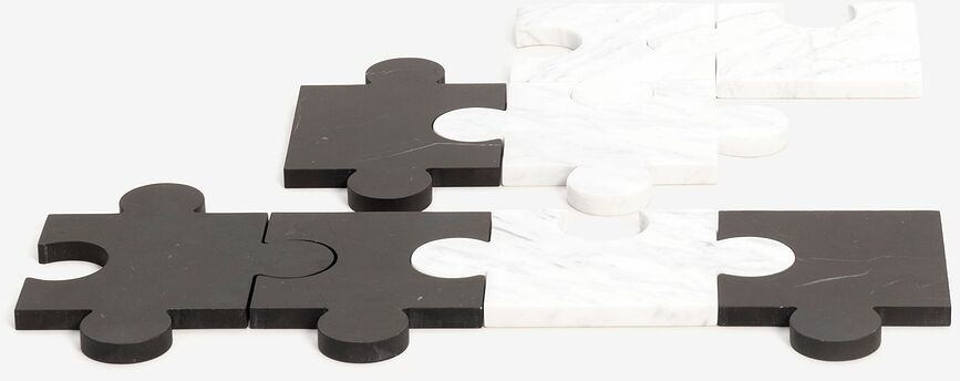 Βάσεις Puzzle, μαύρες, μαρμάρινες, 4 τμχ