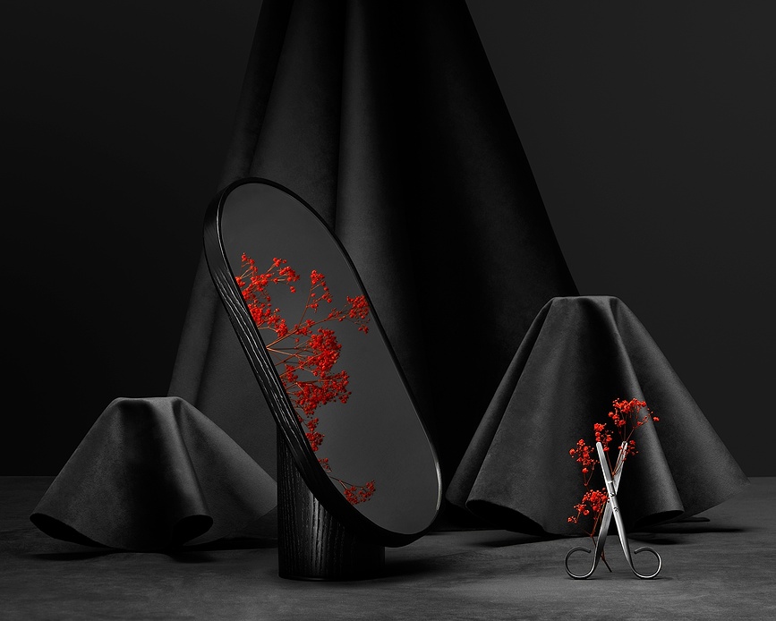 Espejo de fresno Woodturn, negro