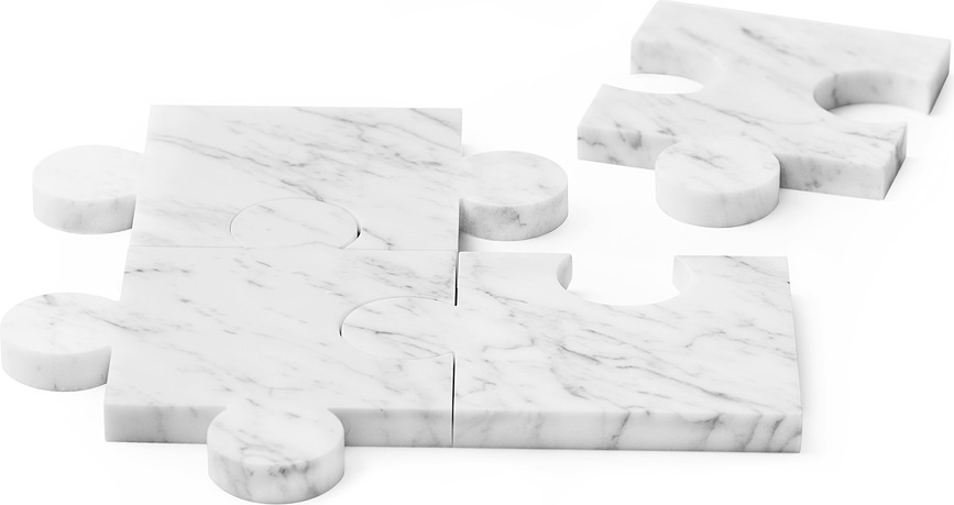 Onderzetters voor pannen Puzzle wit marmeren 4 elementen