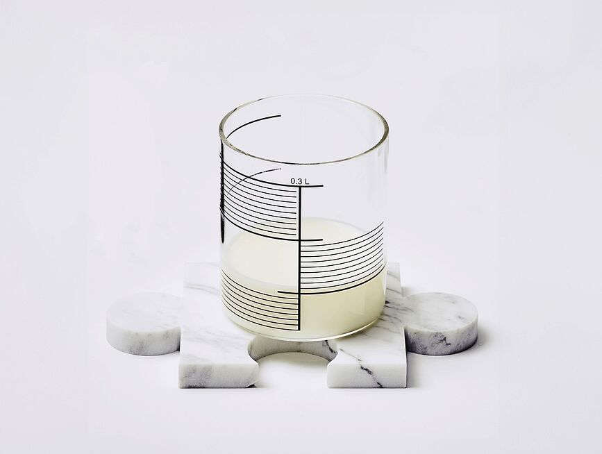 Puzzle Podstavki za vročo posodo, črni, marmorni, 4 kosi