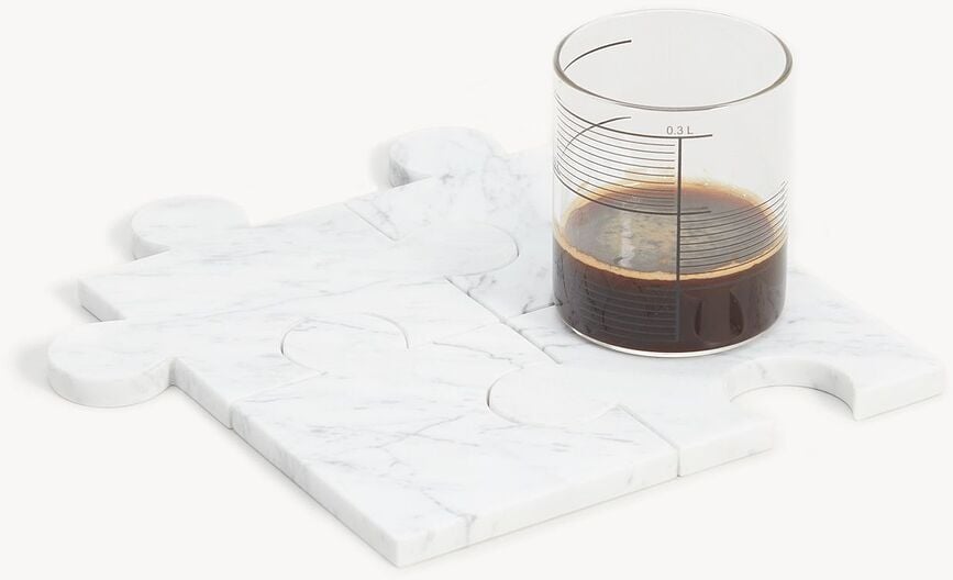 Salvamanteles de mármol Puzzle, negros, Set de 4 piezas