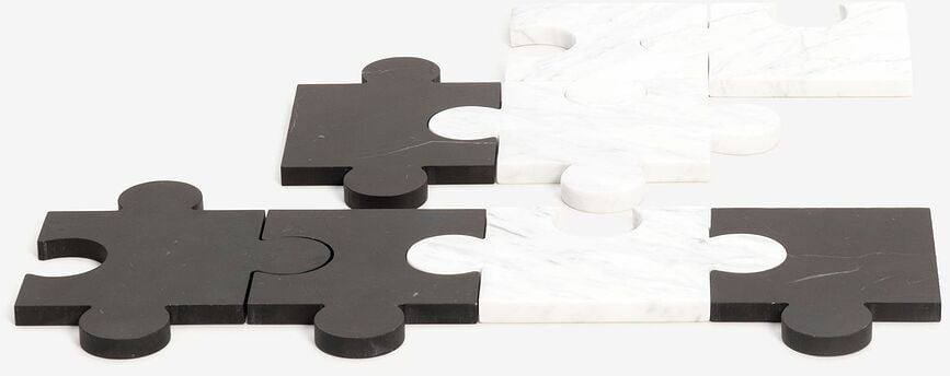 Salvamanteles de mármol Puzzle, negros, Set de 4 piezas