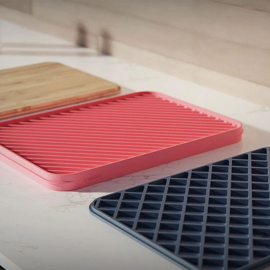 Trilogy Planche à Découper avec égouttoir et support pour plats chauds, Set 3 pièces