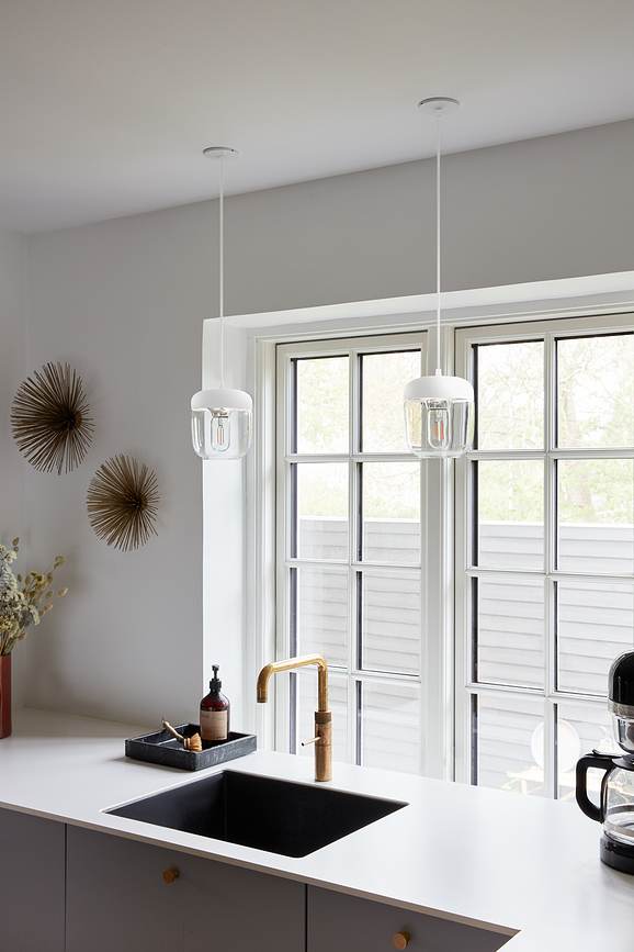 Acorn Lampe, blanche, finition chrome