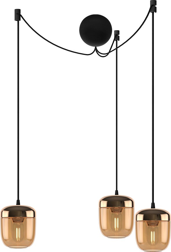 Acorn taklampa trippel, bärnsten, mässing