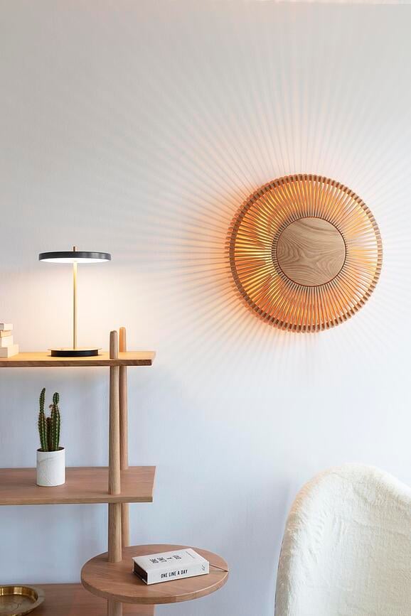 Aplique de Pared de madera Clava Up, 49 cm, roble oscuro