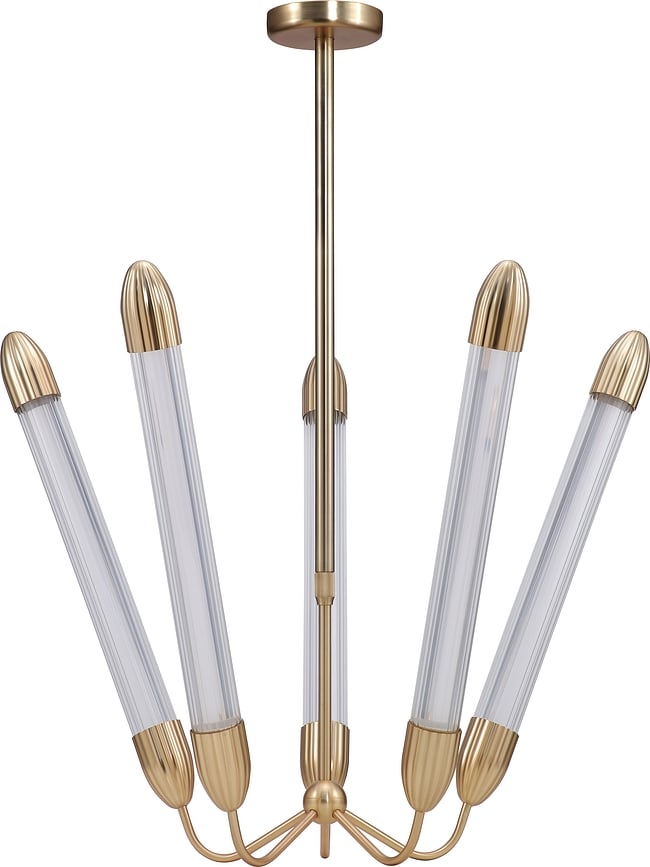 Lámpara de Araña de acero pulido Lemon Squeeze, 99 cm, de cinco brazos