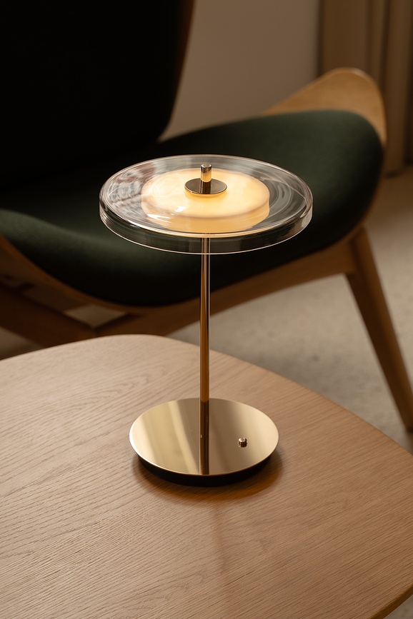 Asteria Glass Move Lampe de Table sans fil, acier poli