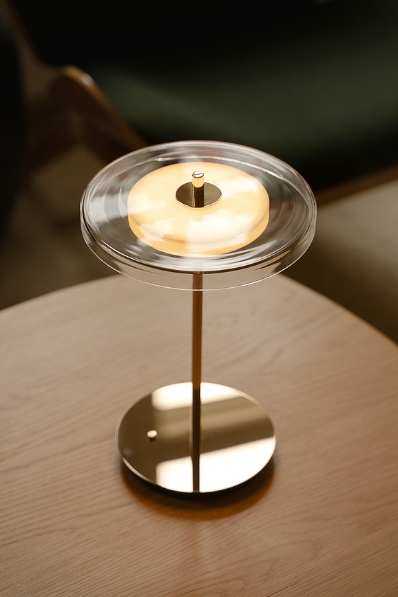 Asteria Glass Move Lampe de Table sans fil, acier poli