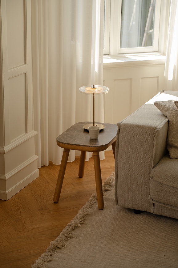 Asteria Glass Move Lampe de Table sans fil, acier poli