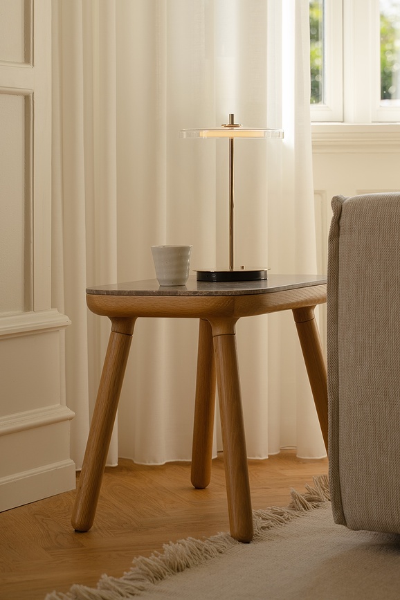 Asteria Glass Move Lampe de Table sans fil, acier poli