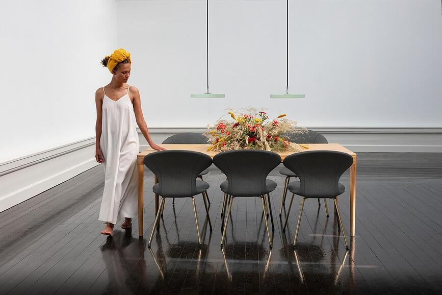 Asteria Mini Viseča svetilka, olivna, z zlatim pritrdilom