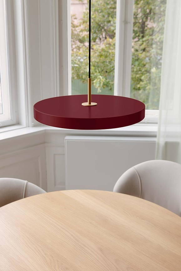 Asteria Plus Κρεμαστό Φωτιστικό, ρουμπινί, 43 cm, με χρυσή βάση