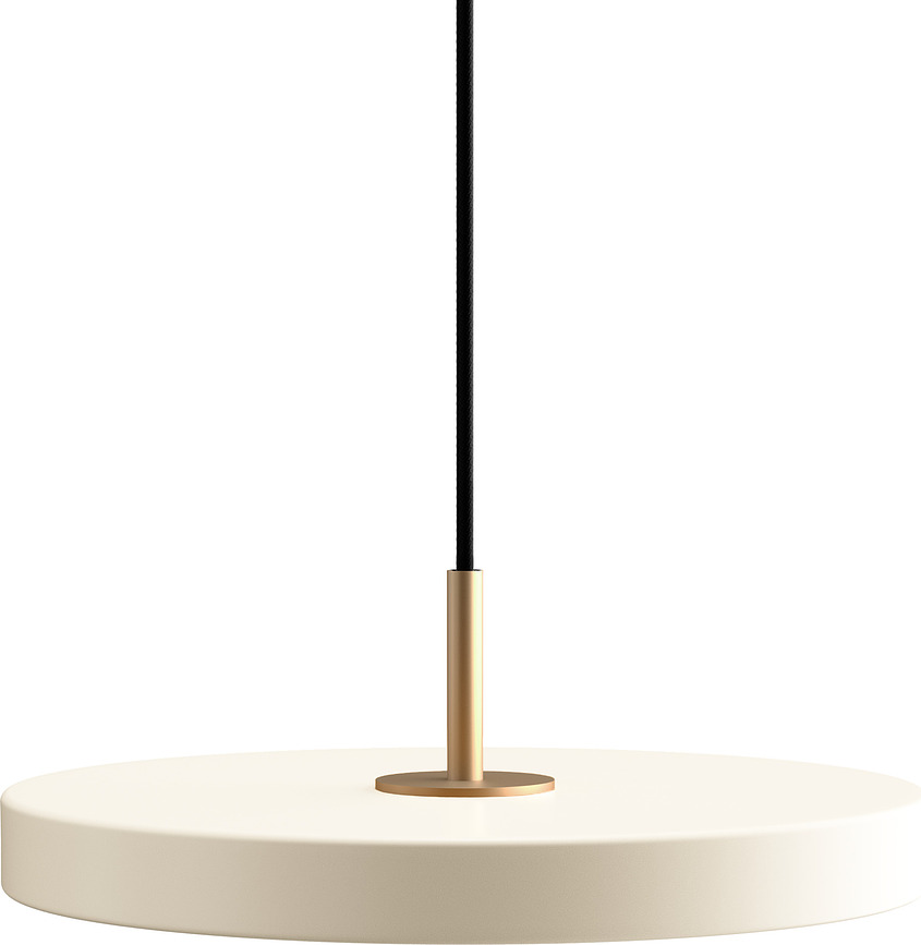 Asteria Plus Suspension avec fixation dorée, 31 cm, blanc perle