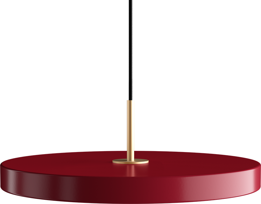 Asteria Plus Viseča svetilka, 43 cm, rubinasta, z zlatim okovjem