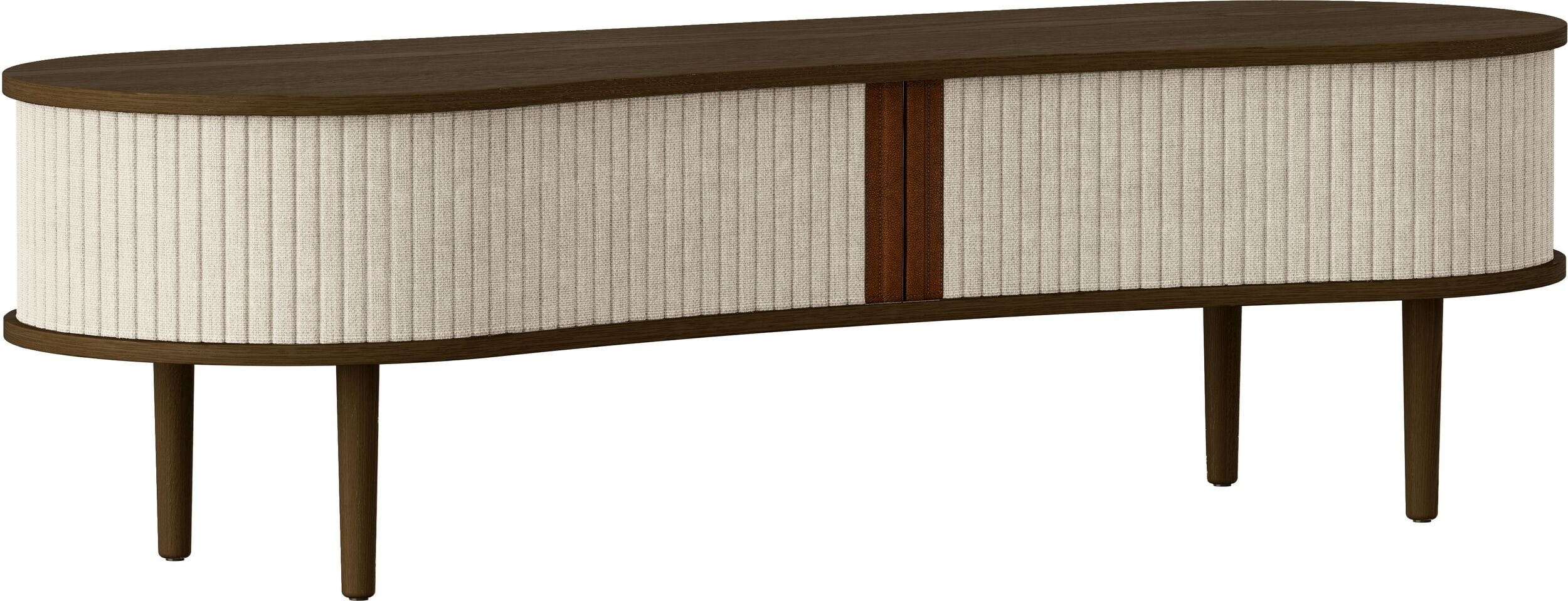 Audacious Schrank 140 cm hell sandfarbig auf dunklen Eichenbeinen