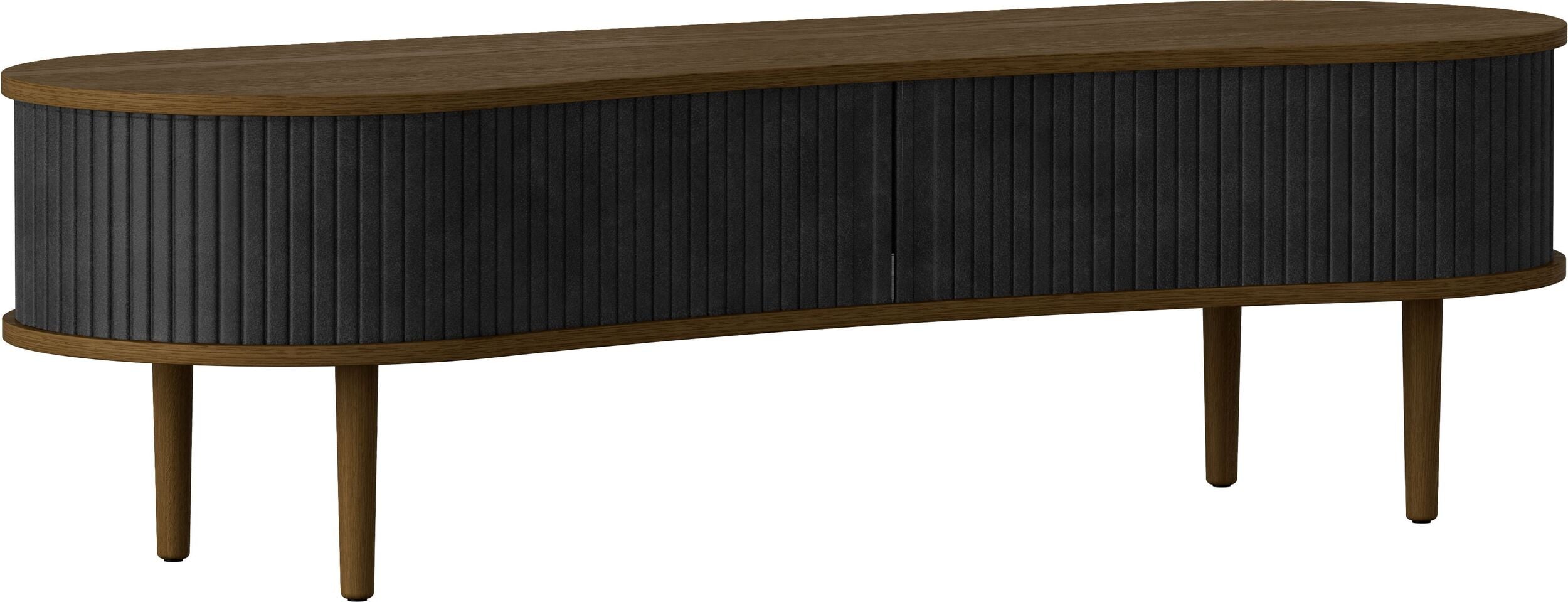 Audacious Schrank 140 cm Kohlefarben auf dunklen Eichenbeinen