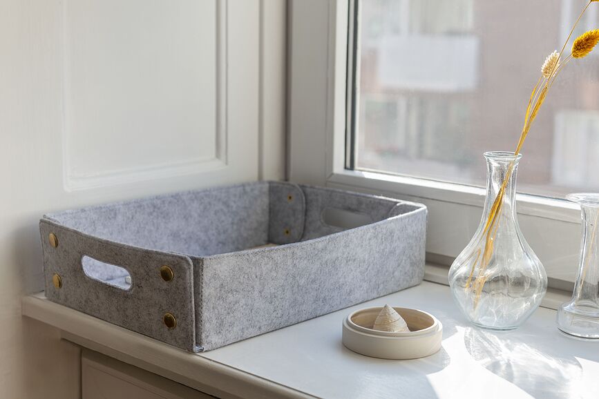 Contenedores de fieltro Felt Trays, gris claro, 3 unidades