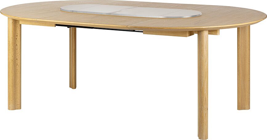 Comfort Circle Smooth Ausziehtisch, weiß, mit Stahl