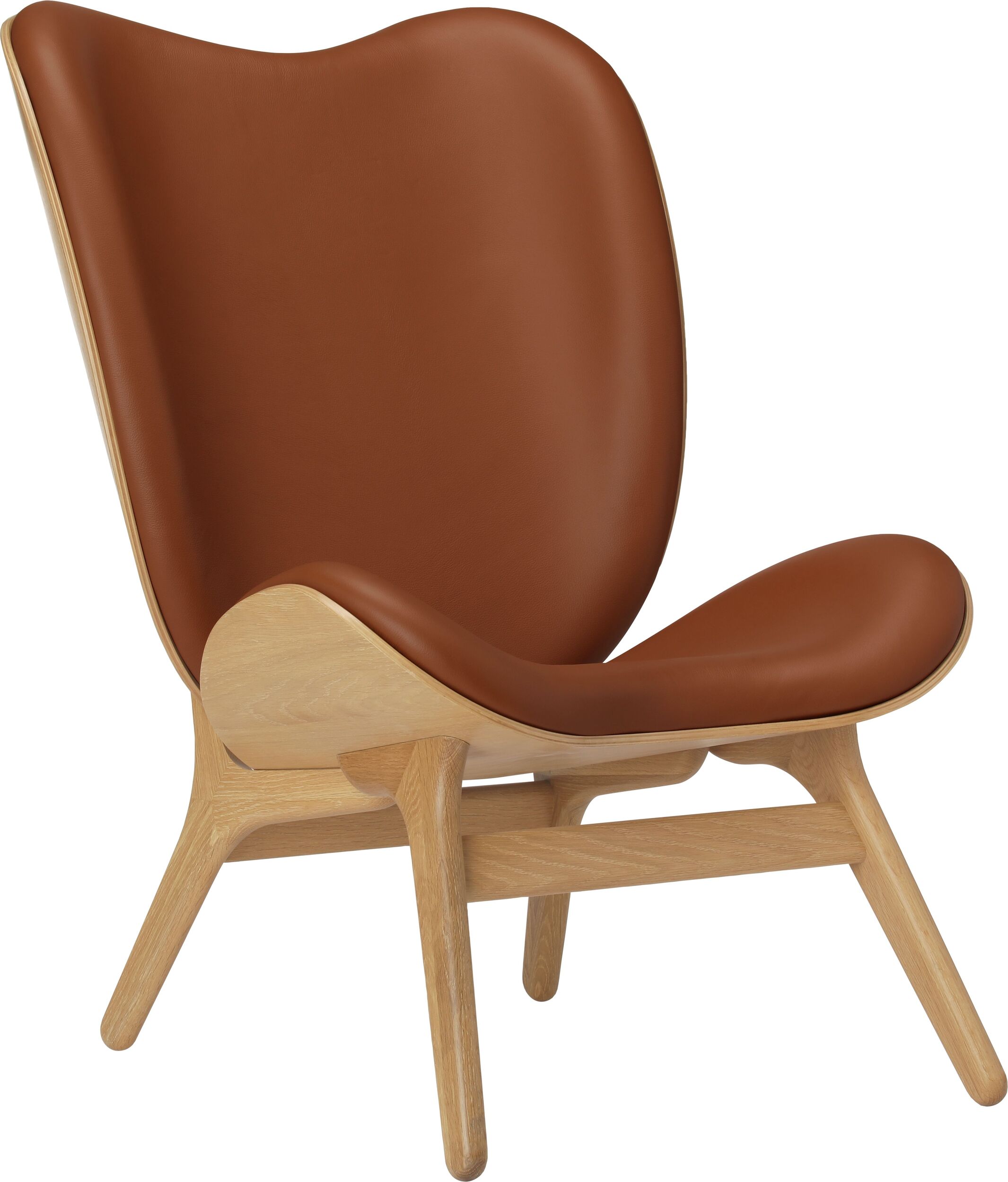Conversation Piece Hope Sessel 106 cm Cognacfarben aus Leder auf Eichenbeinen