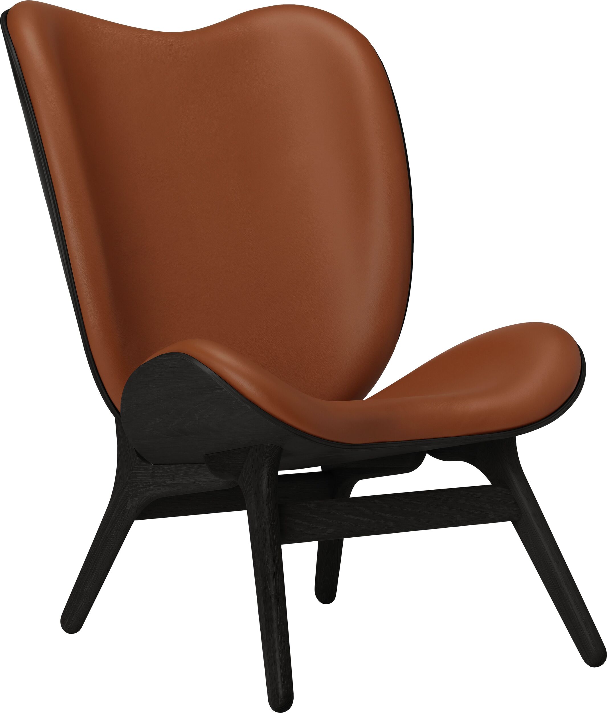 Conversation Piece Hope Sessel 106 cm Cognacfarben aus Leder auf schwarzen Eichenbeinen