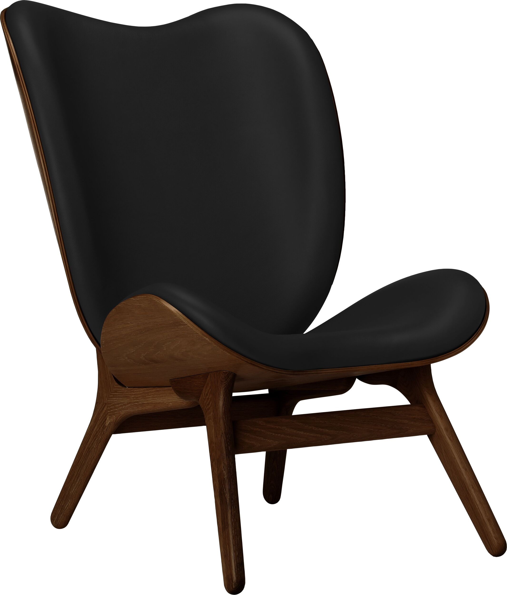 Conversation Piece Hope Sessel 106 cm schwarz aus Leder auf dunklen Eichenbeinen