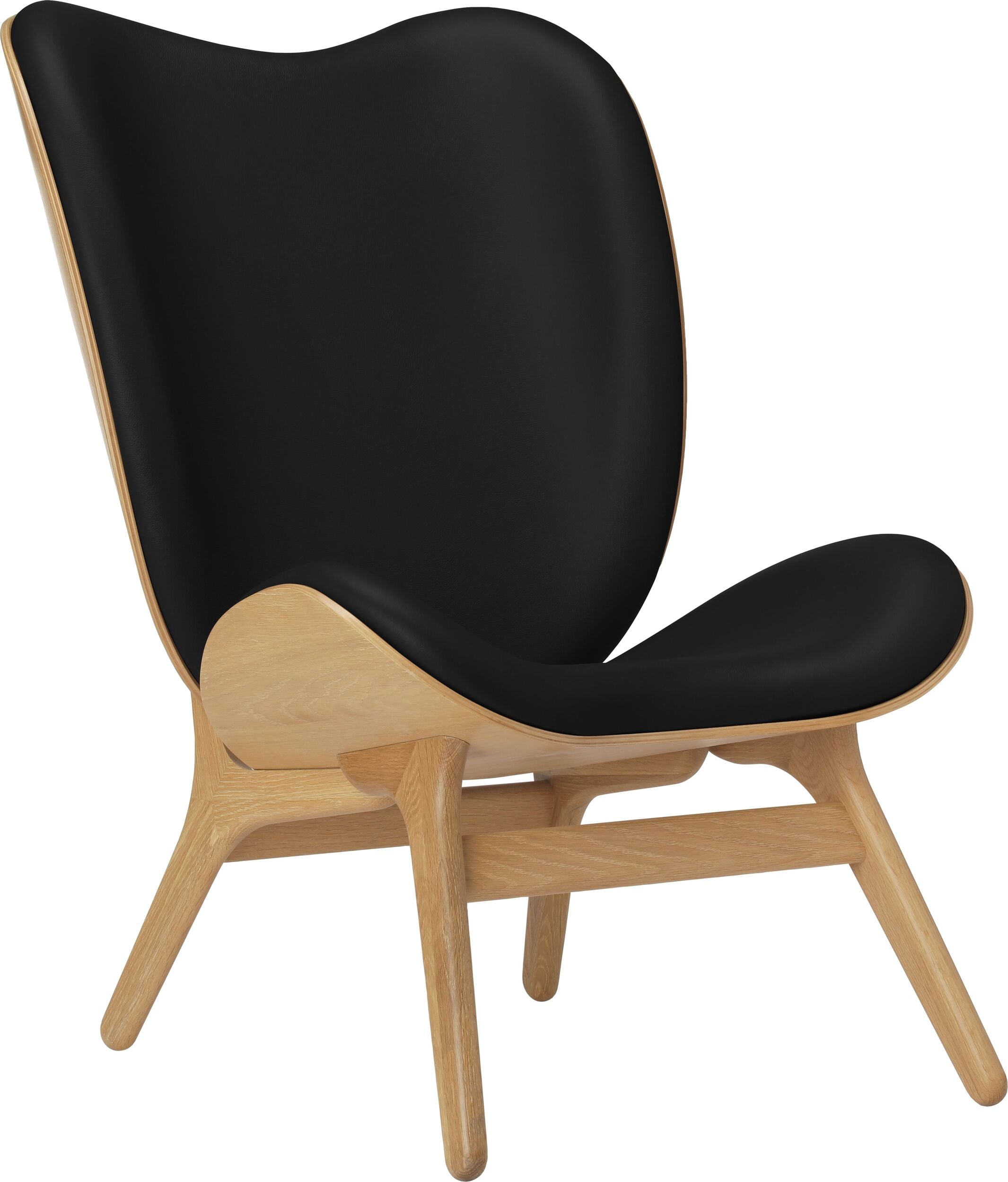Conversation Piece Hope Sessel 106 cm schwarz aus Leder auf Eichenbeinen