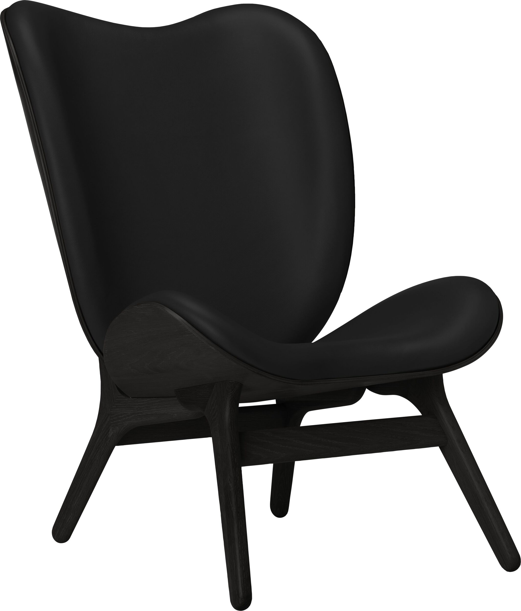 Conversation Piece Hope Sessel 106 cm schwarz aus Leder auf schwarzen Eichenbeinen