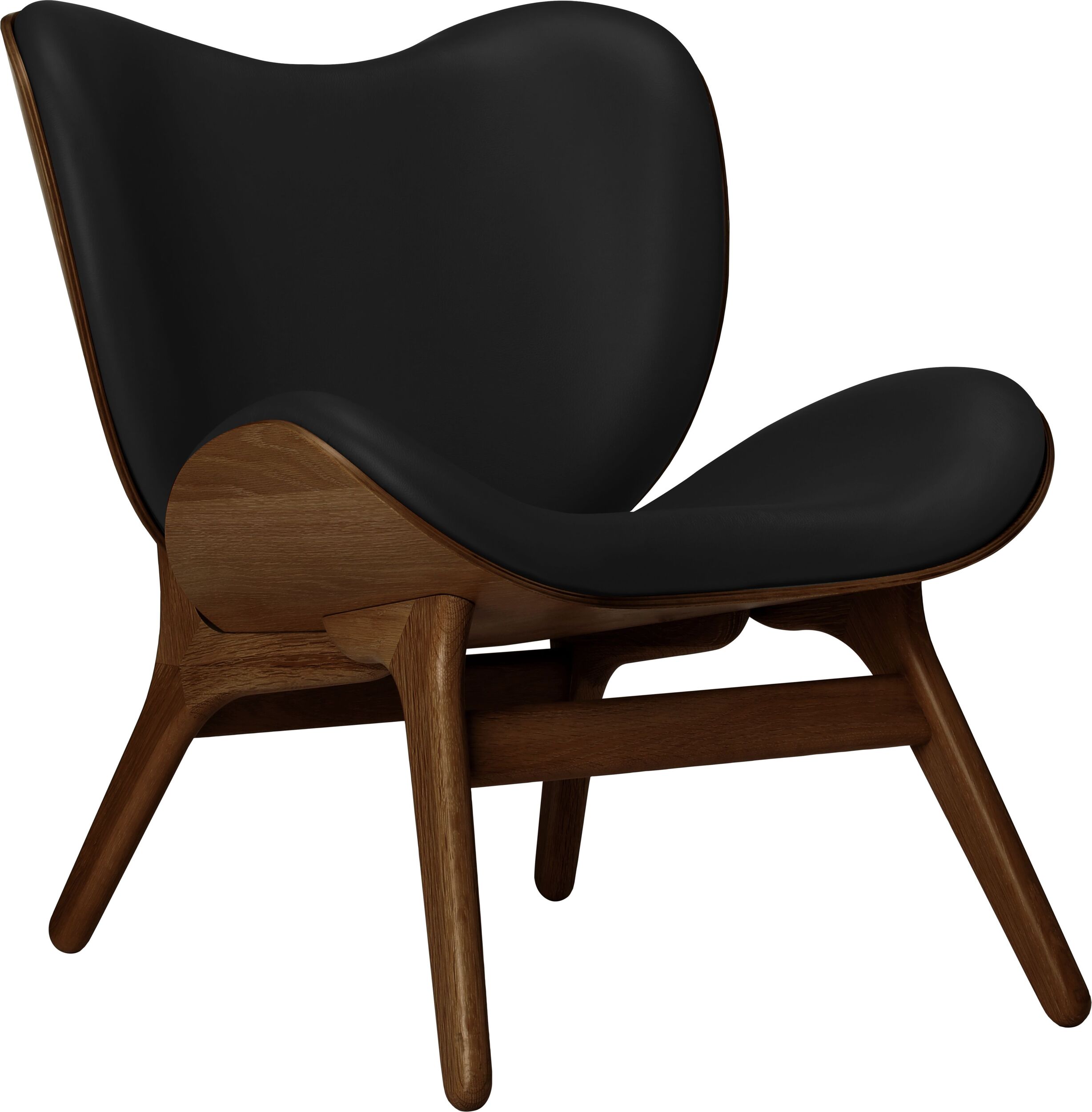 Conversation Piece Hope Sessel schwarz aus Leder auf dunklen Eichenbeinen