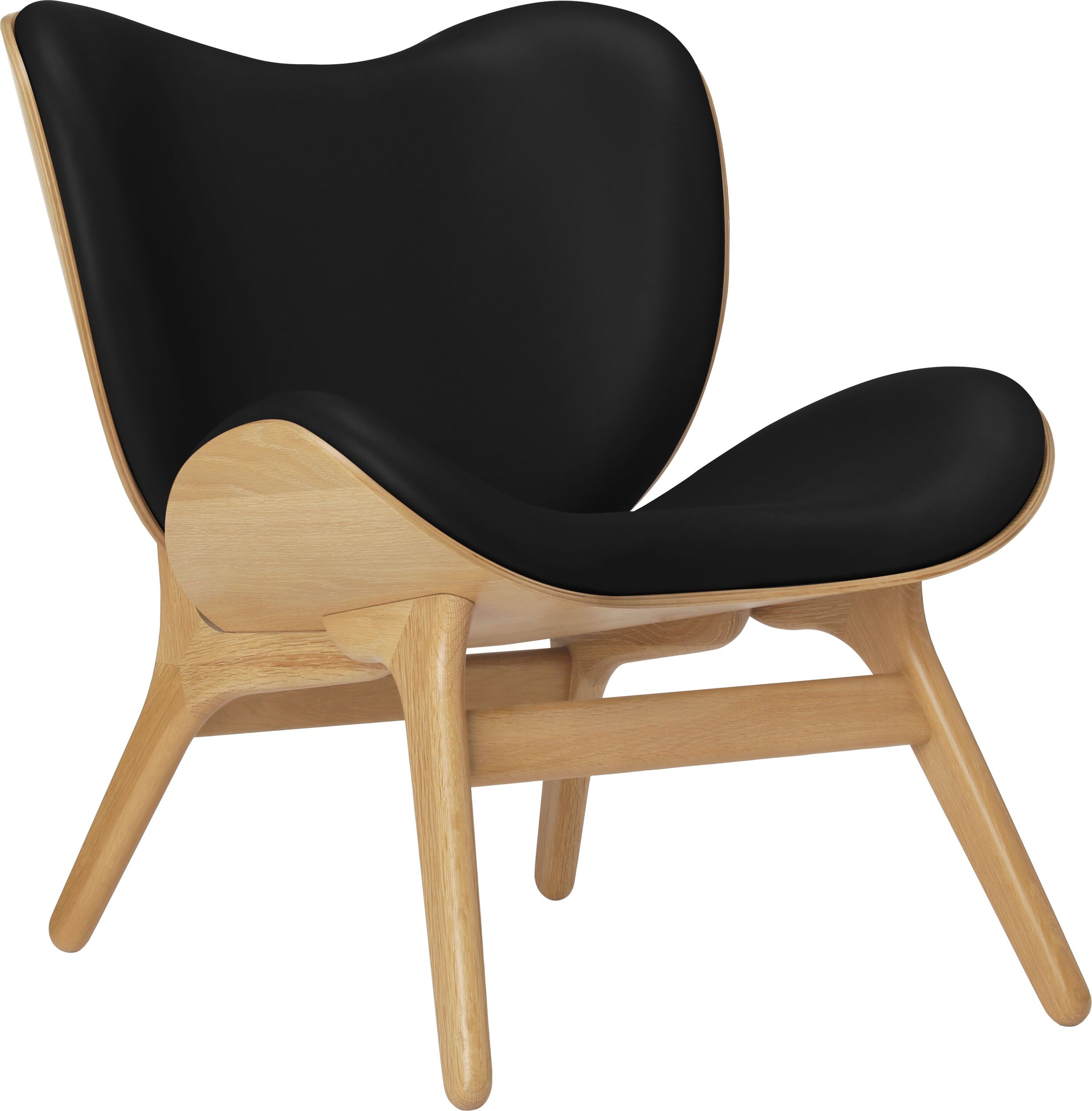 Conversation Piece Hope Sessel schwarz aus Leder auf Eichenbeinen