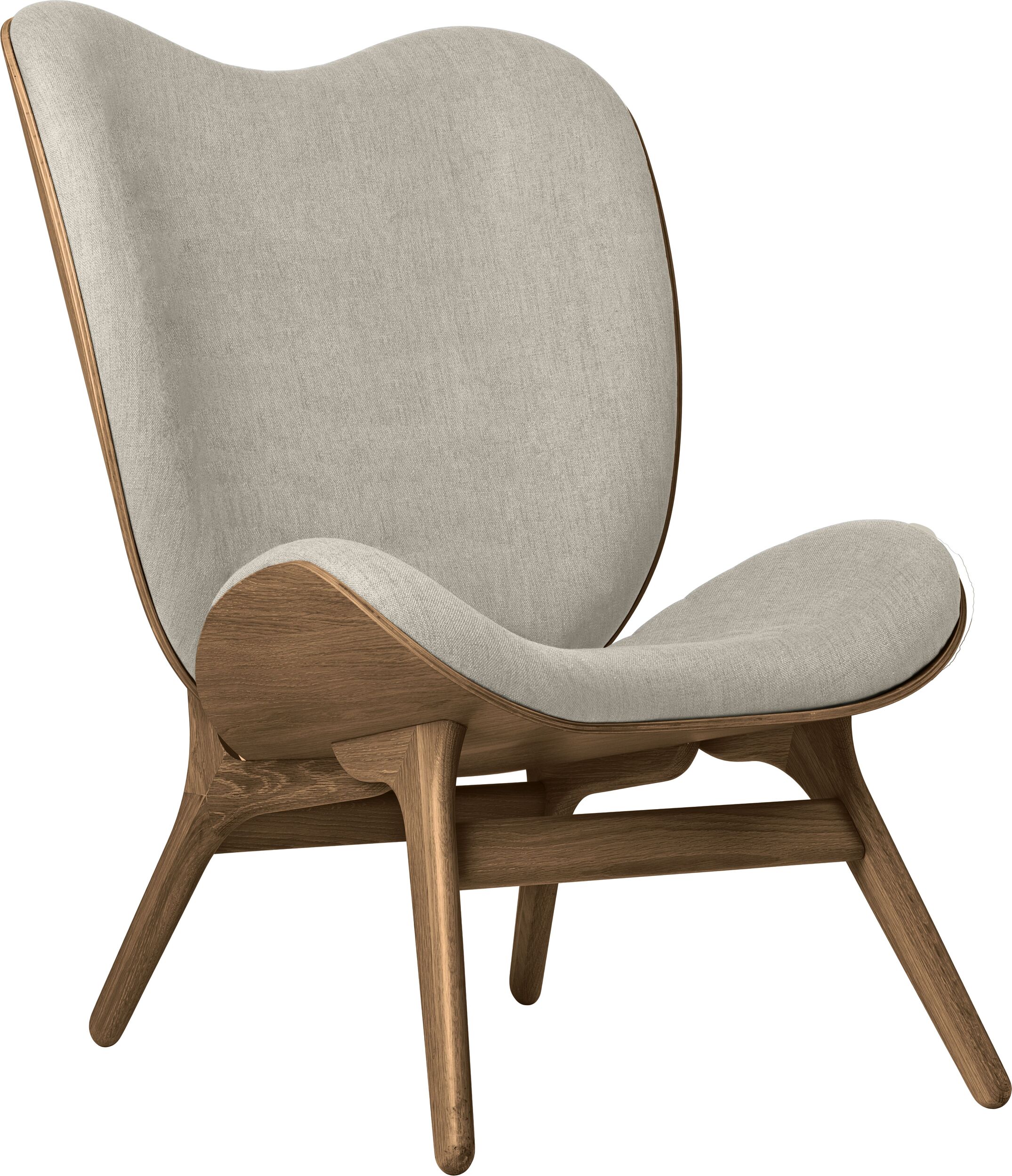 Conversation Piece Sessel 106 cm hell sandfarbig auf dunklen Eichenbeinen