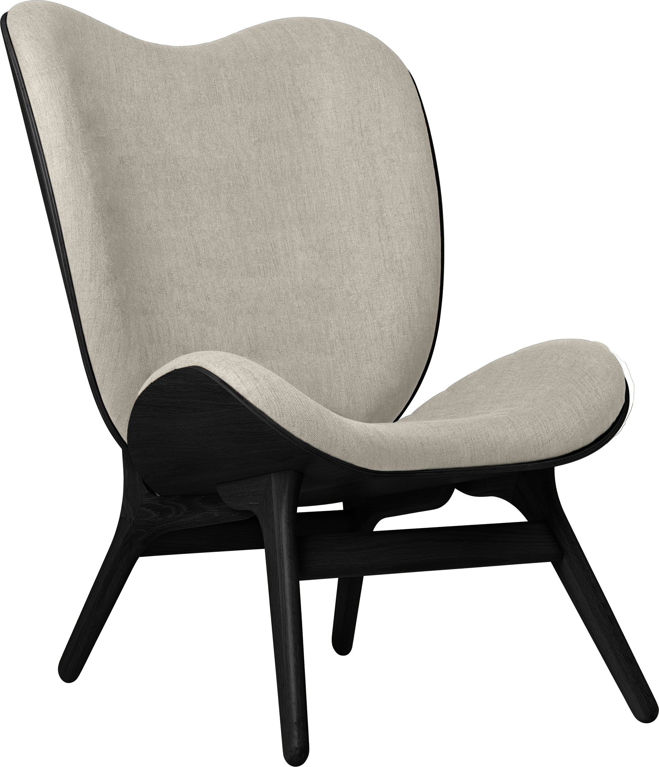 Conversation Piece Sessel 106 cm hell sandfarbig auf schwarzen Eichenbeinen