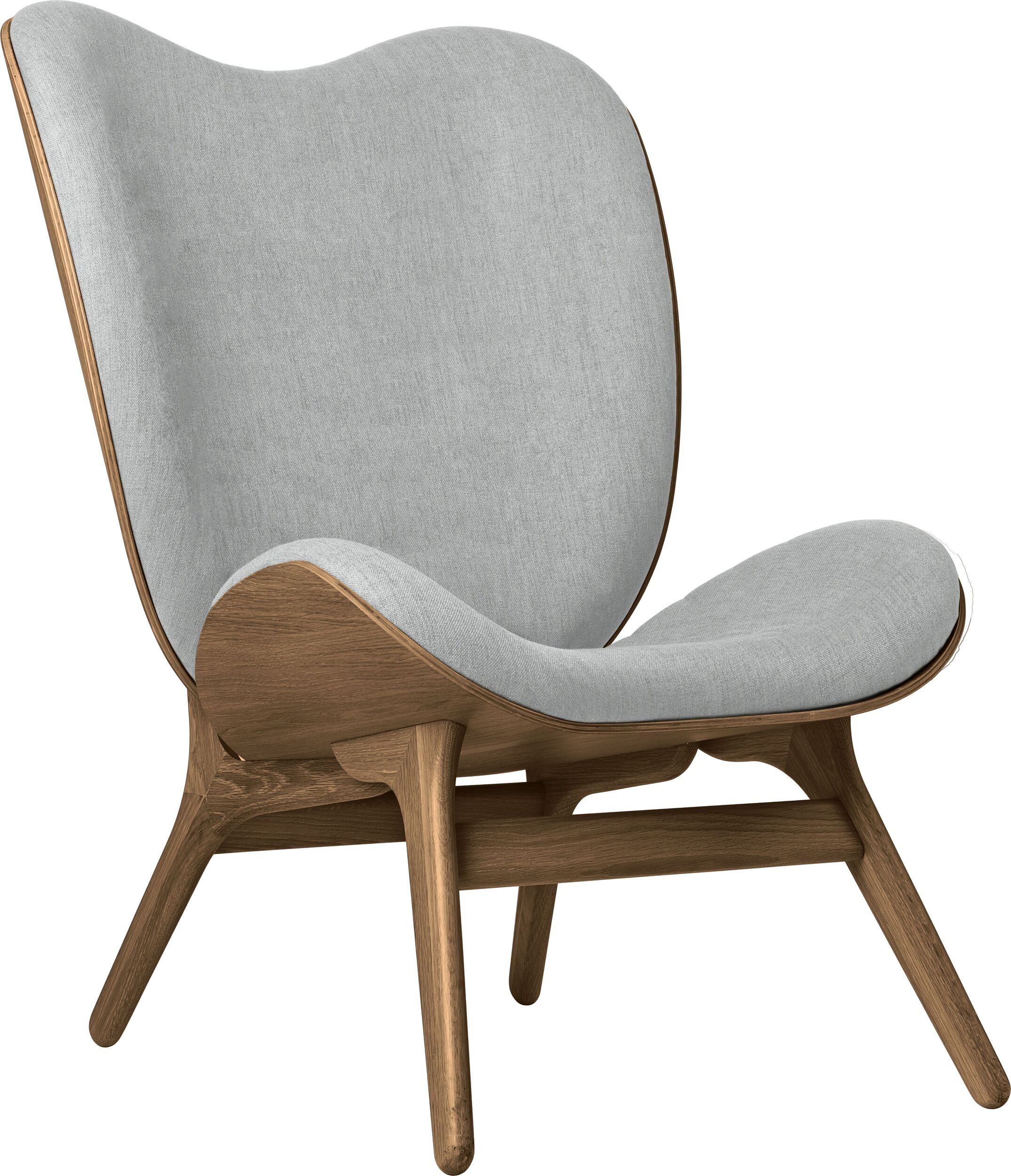 Conversation Piece Sessel 106 cm hellgrau auf dunklen Eichenbeinen