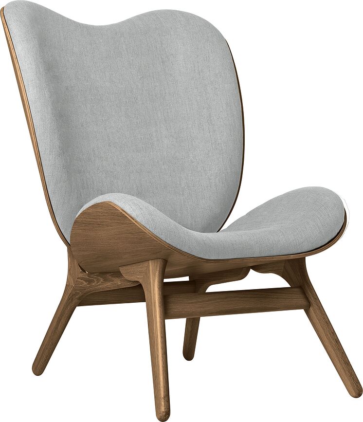 Conversation Piece Sessel 106 cm hellgrau auf dunklen Eichenbeinen