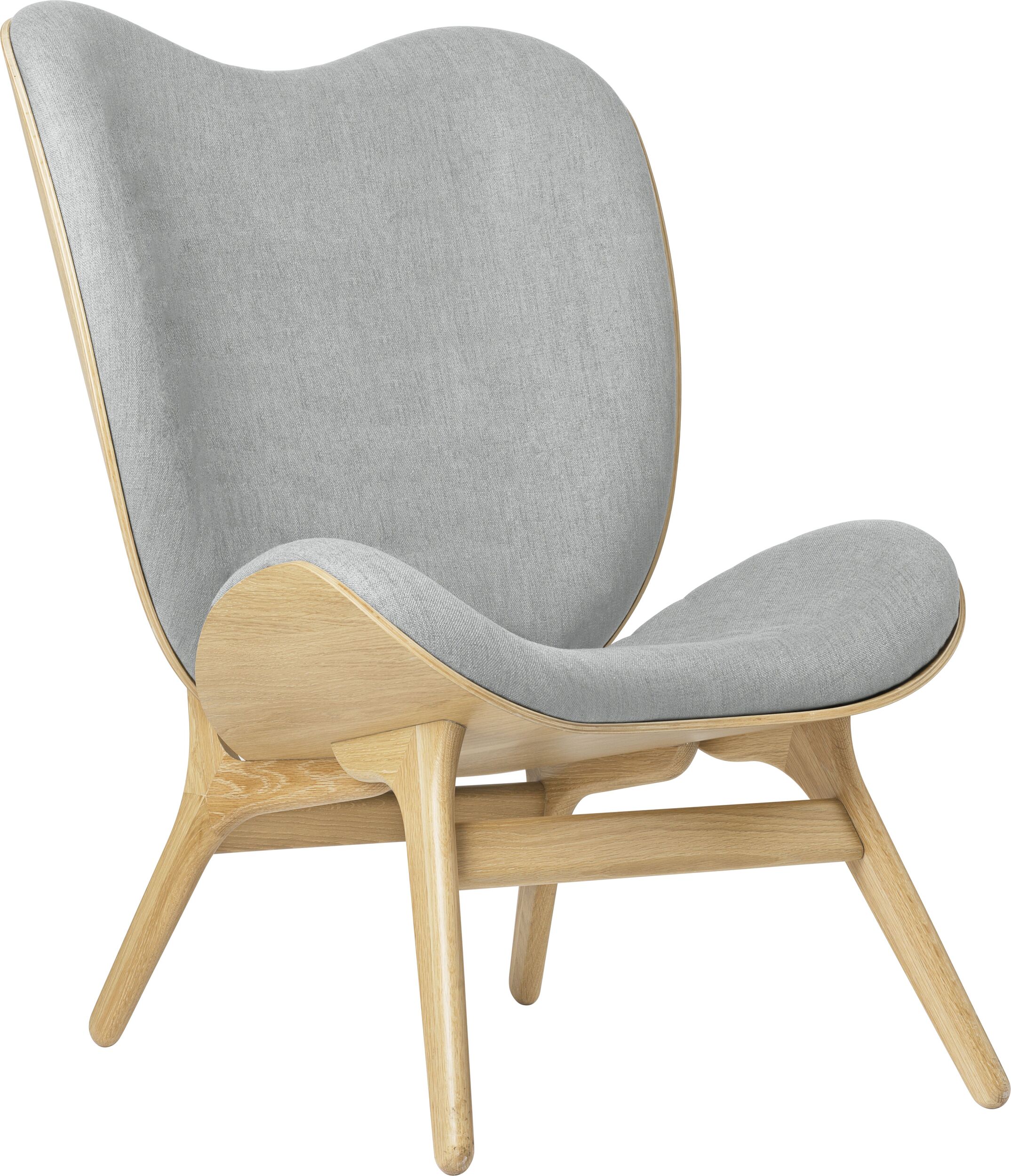 Conversation Piece Sessel 106 cm hellgrau auf Eichenbeinen