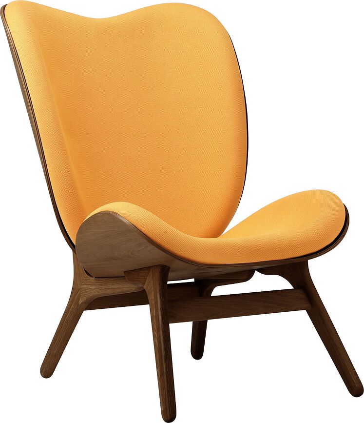 Conversation Piece Sessel 106 cm orangefarben auf dunklen Eichenbeinen