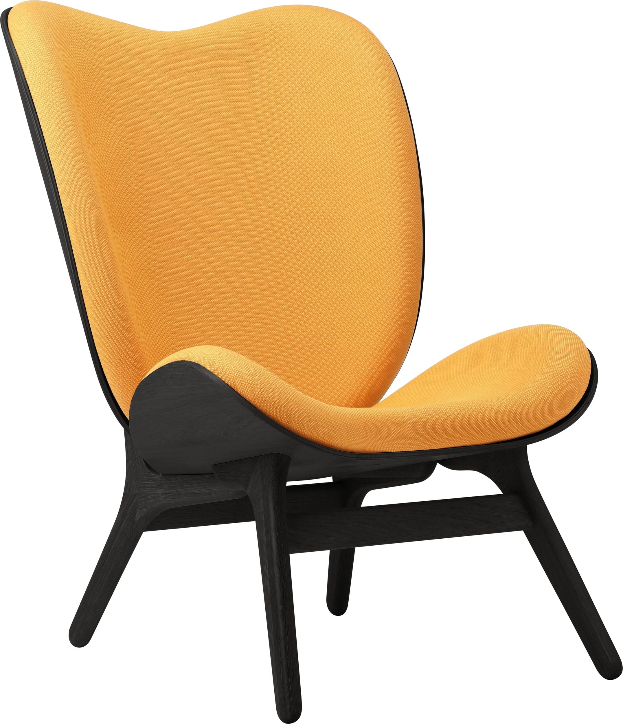 Conversation Piece Sessel 106 cm orangefarben auf schwarzen Eichenbeinen