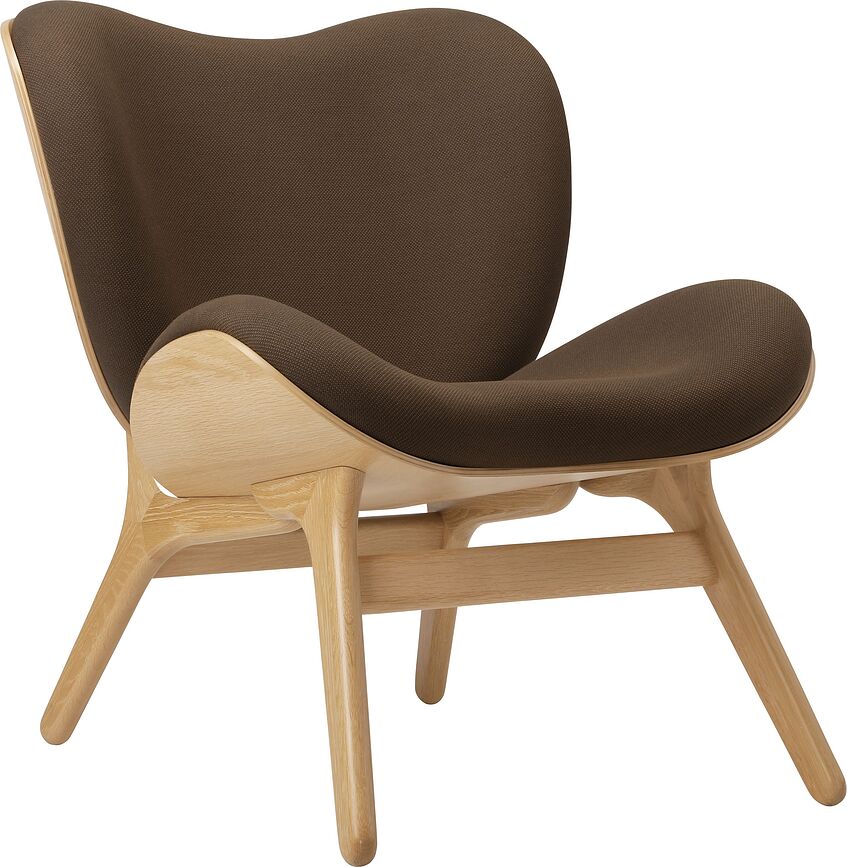 Conversation Piece Sessel dunkelbraun auf Eichenbeinen