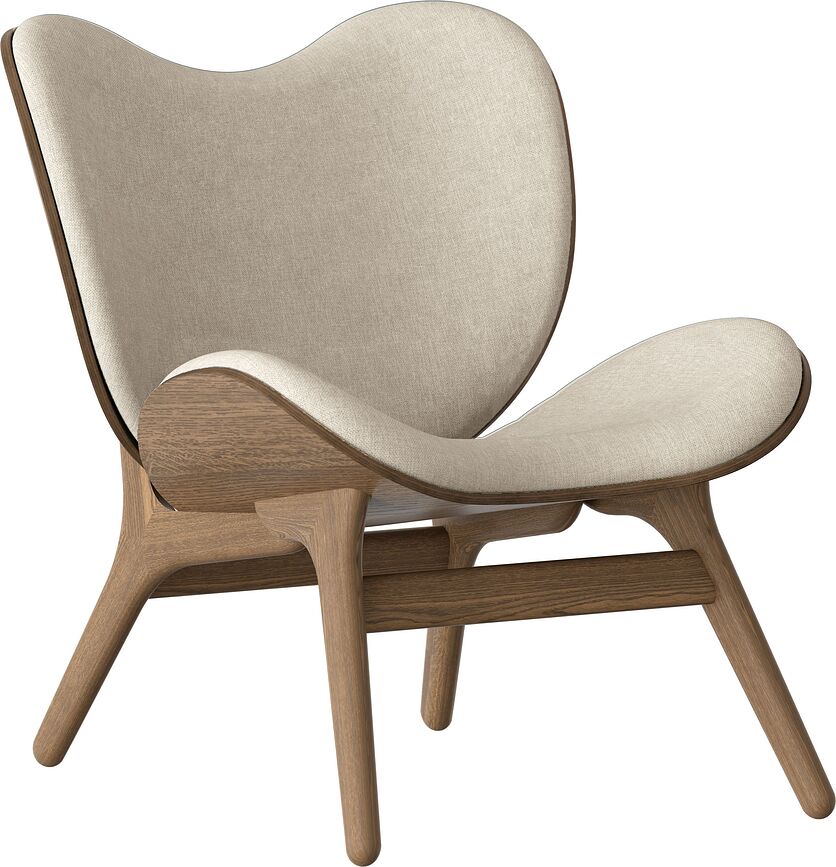 Conversation Piece Sessel hell sandfarbig auf dunklen Eichenbeinen