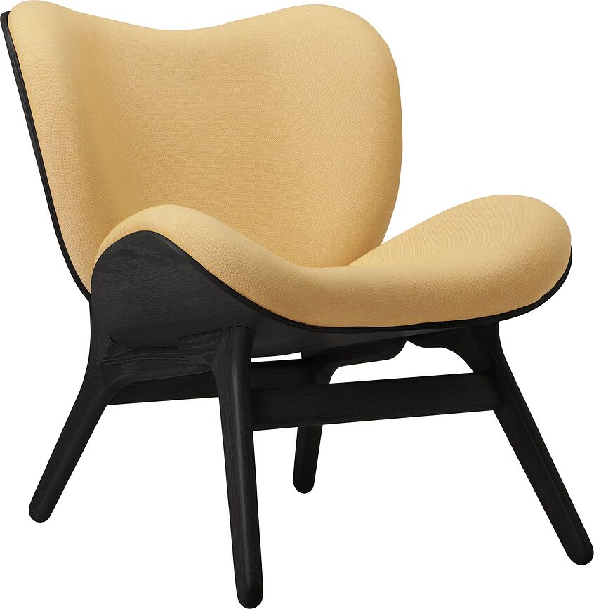 Conversation Piece Sessel hellbeige auf schwarzen Eichenbeinen