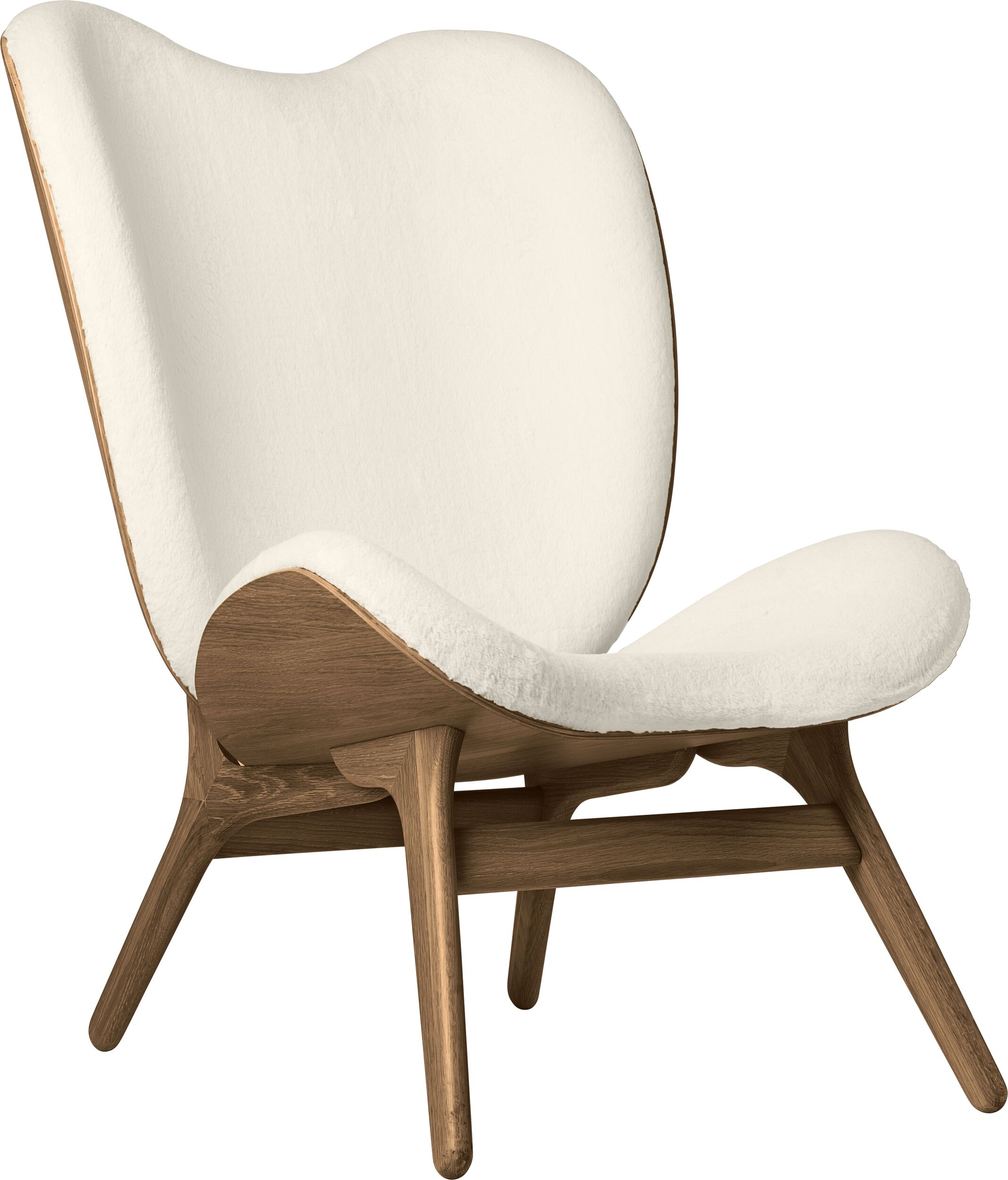 Conversation Piece Teddy Sessel 106 cm weiß auf dunklen Eichenbeinen