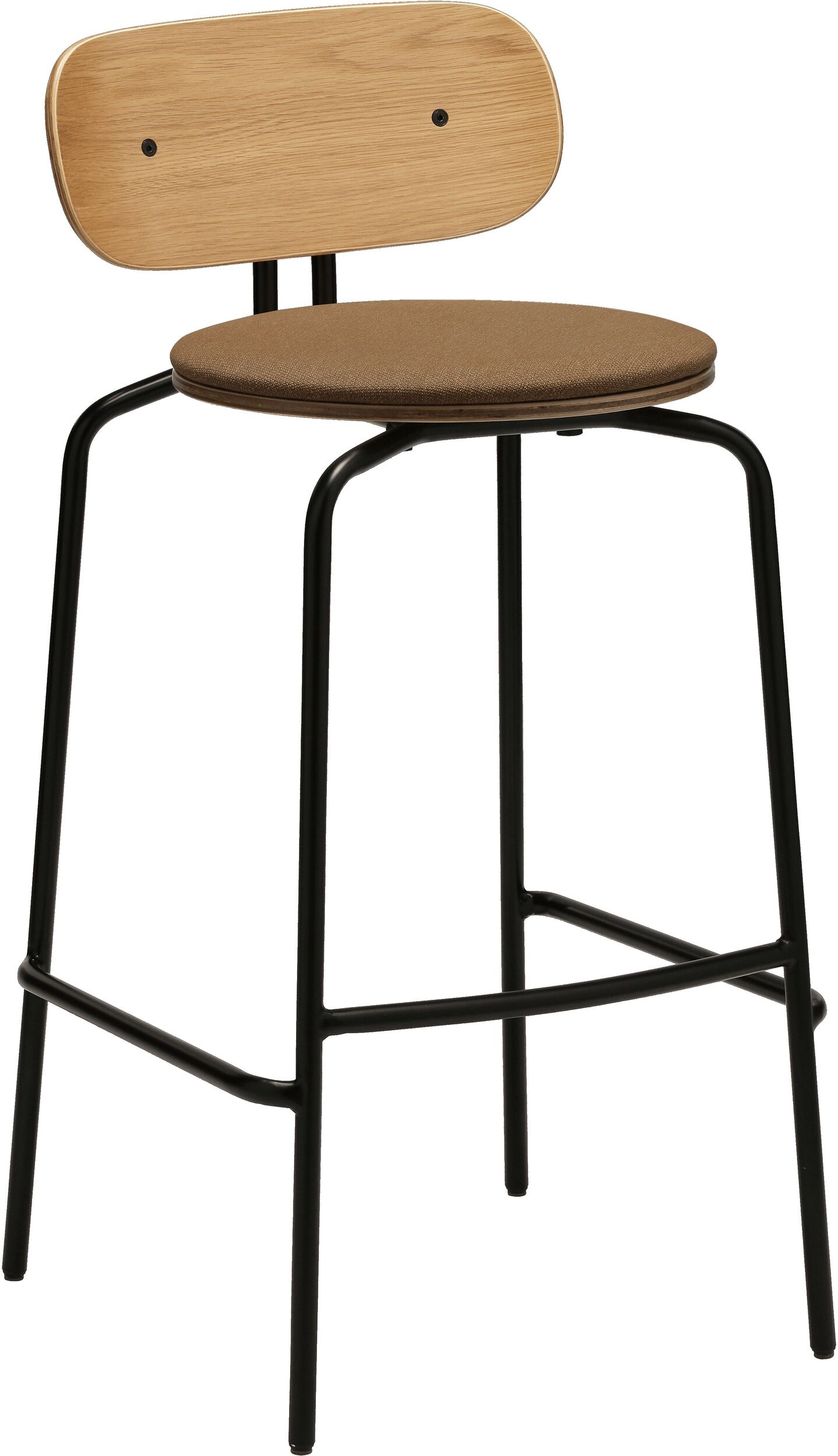 Curious Barstuhl braun mit gepolstertem Sitz mit schwarzen Beinen